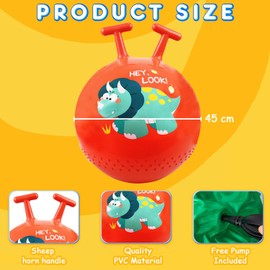 IUKUNNE Bouncy Ball for Children, Jumping Ball for Children, Inflatable Bouncy Ball, Hopper Ball for Children, Dinosaur Jumping Ball Children, Inflatable Jumping Ball, with Handle Load Capacity 80 kg