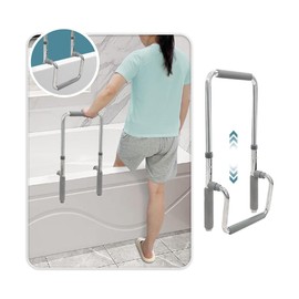 Bathtub Rails for Seniors Shower Grab Bars Clamp on Tub Rail Bath Tub Handles Heavy Duty Safety Support Bar Handicap Tub Bar for Elderly Help Getting Out of Bathtub No Drill Bathroom Grip Bars Devices
