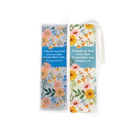Fabric Bible Bookmark with Bonus Tassel Bookmark - Philippians 1:3: I Thank My God Every Time Bible Book Markers - Christian Bookmarks for Women - Religious Bookmarks - Christian Gifts for Women