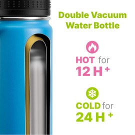 Mollcity Kids Water Bottle with Spout Lid-12 oz Small Insulated Sports Water Flask for School-Reuasble Stainless Steel Vacuum Travle Leak Proof Water Bottle (Sky Blue)