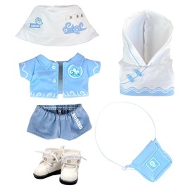 niannyyhouse Plush Doll Clothes 3.9 inches (10 cm), 5.9 - 6.7 inches (15 - 17 cm), 7.9 inches (20 cm), Red and Blue Suit, Cotton Doll, Dress Up Doll (Blue, 5.9 - 6.7 inches (15 - 17
