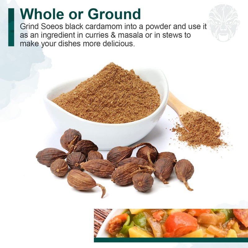 Soeos Chinese Cardamom Seeds, Amomum Tsaoko, Caoguo, 1lb