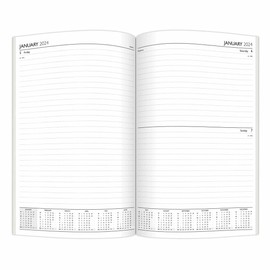 2025 A4 / A5 / A6 Diary Day to Page or Week to View Desk Diary Hard Back Casebound Back Cover (Pink, A5 Dap)