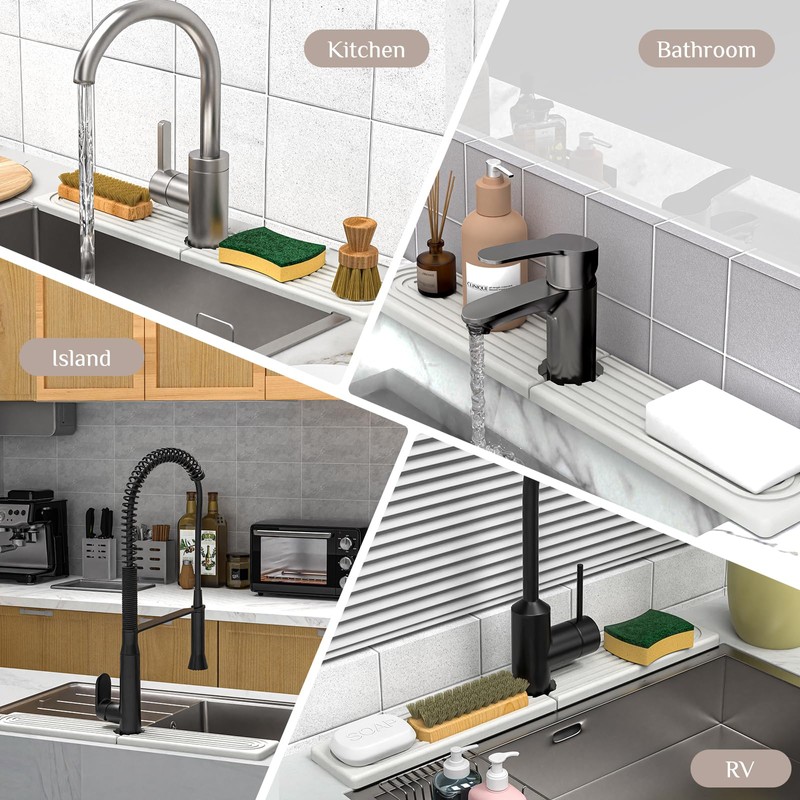 AKUVU Faucet Mat for Kitchen Sink - Super Absorbent Diatomite