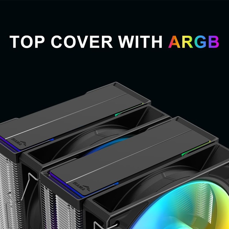 SAMA A60L Dual Tower CPU Air Cooler, 6 Heat Pipes,