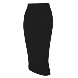 Tapata Women's Office Work Pencil Skirt Stretch High Waist Below Knee Bodycon for Business Casual, Black, Small