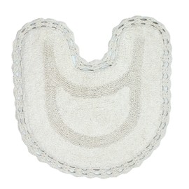 Home Weavers Hampton Crochet Bathmat Collection Absorbent Cotton Soft Reversible Bath Rug, Machine Washable, 20"x20", Ivory