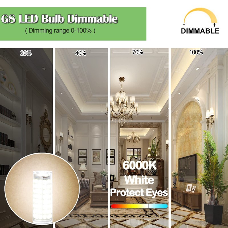 ZSSXOLED G8 LED Bulb Dimmable 7W Equivalent to G8 Halogen