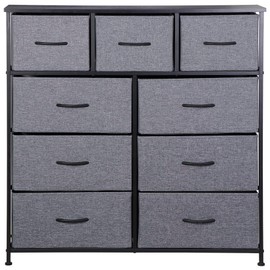 Epetlover Fabric Dresser 9-Drawer Storage Organizer Unit for Bedroom, Living Room Organization with Steel Frame & Wooden Top, Gray