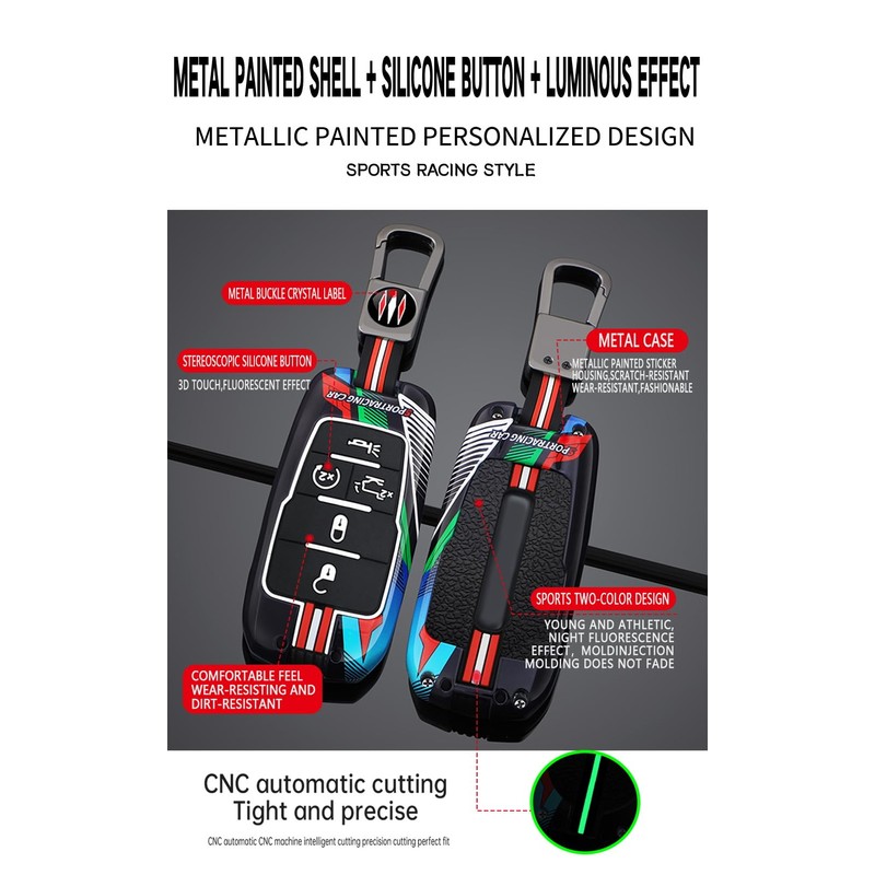 ontto Luminous car Key fob Cover fit for Dodge 2019-2025