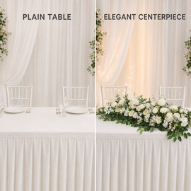 100 cm Artificial White Rose Flower Row for Wedding Table Centerpieces, Arches, Backdrops and Stage Decor
