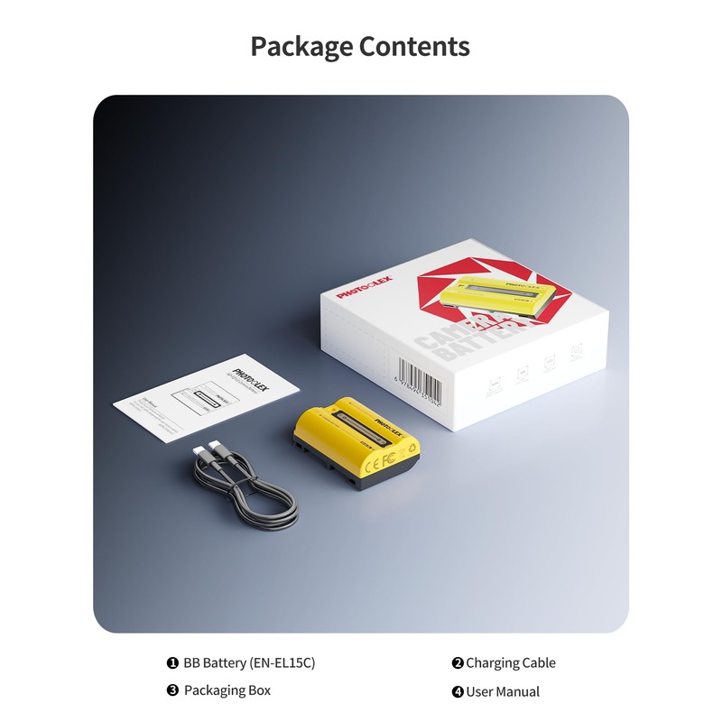 PHOTOOLEX 1-Pack 2520mAh EN-EL15C Camera Battery