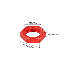 sourcing map Aluminum 17mm RC Wheel Nut Thread M12x1.0mm Hex Wheel Nuts RC Wheel Nut for 1/8 RC Model Car Trucks Off Road Car Upgraded Parts Pack of 8(Red)