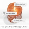 Luminara Embossed Leaves and Pumpkins Moving Flame Pillar Candle 3.25"