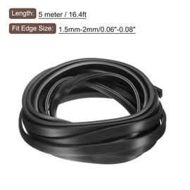 sourcing map sourcing map U Channel Edge Trim, 16.4ft Length Rubber Guard Seal Strip Edge Protector Flat Type Fit for 1.5-2mm Edge, (3/16" W x 7/16" H) Black