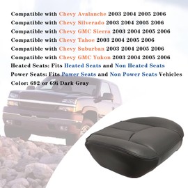 GXARTS Driver Side Bottom Lower Replacement Leather Seat Cover 692 or 69i Dark Gray Compatible with Chevy Silverado Avalanche Tahoe Suburban GMC Sierra Yukon XL 2003 2004 2005 2006