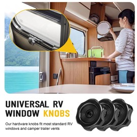 Dairrr Fuuu RV Window and Vent Knob Replacement 1" Shaft, Camper Window Crank Handle Knobs Part, Latch Lock Knob for Travel Trailer Window, RV Interior Hardware, Black, 3 PCS