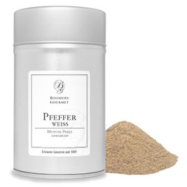 Boomers Gourmet - Ground White Pepper - Muntok Pepper from Indonesia - Muntok Pearl Pepper - Creamy White Pepper - Premium Ground Pepper - Spice Jar 11.5 cm - 100 g