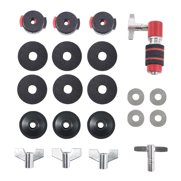 21PCS Cymbal Replacement Accessories, Standard Hi-Hat Clutch, Drum Cymbal Felt