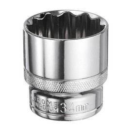 sourcing map 12-Point Socket 1/2" Drive 34mm Deep 45# Steel Metric Shallow Drive Sockets Polishing Chromed Square Sockets Mechanic Hand Tool for Car Repair Mechanical Maintenance Home Use