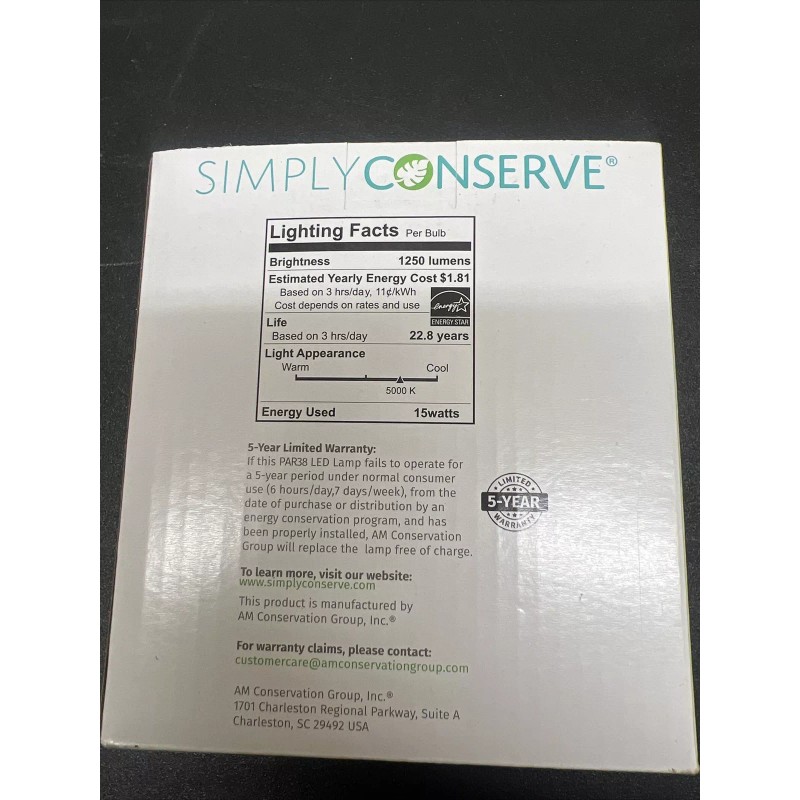 Simply Conserve Dimmable LED Light Bulb 120-W Bright White LPAR38D15W-50K