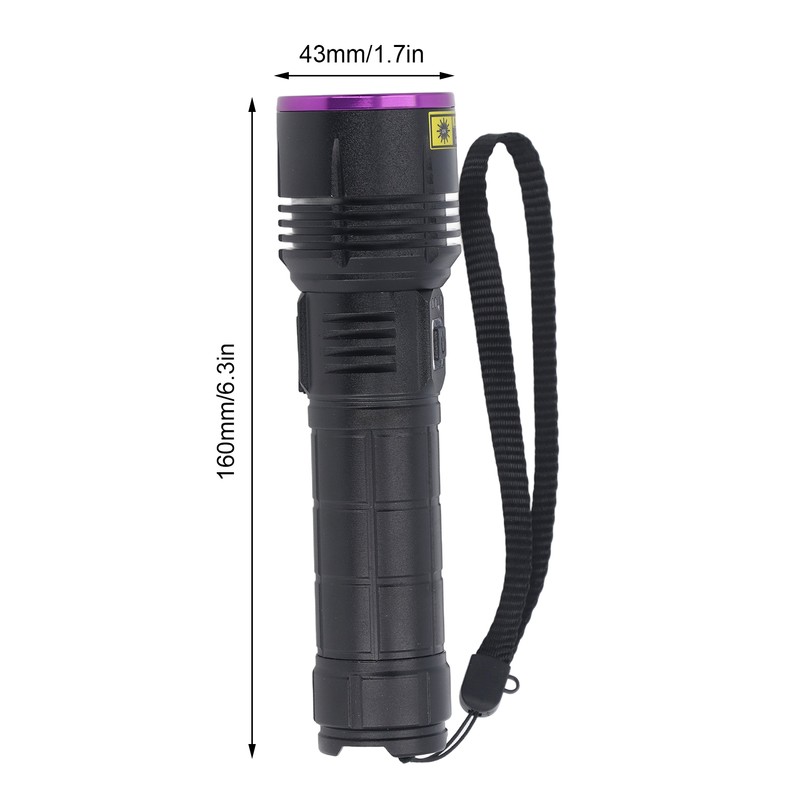 365nm UV Flashlight USB Rechargeable Portable Ultraviolet Torch Light Pet