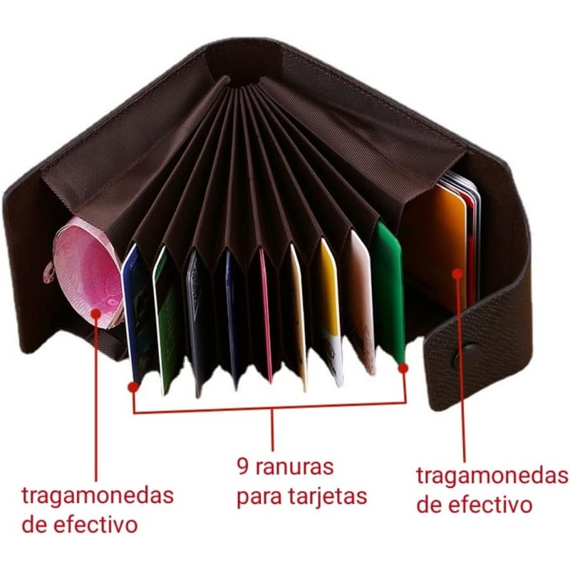 NIHO 9 Tarjetas de crédito Titular, PU Cuero, RFID Bloqueo