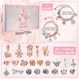 Advent Calendar Bracelet Girls, Jewellery Advents 2024, DIY Advent Calendar Jewellery with 2 Bracelets 22 Charms, Advent Calendar Charms for Girls Women Christmas Calendar Christmas Gift