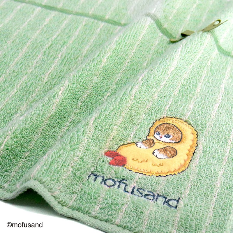 Towel Museum mofusand Sitting Towel Handkerchief, Green, Ebinyan, Cat Ribbon,