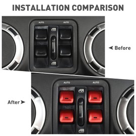HTHE Window Switch Button Cover Fit for Jeep Wrangler JK JKU 2012-2018 Interior Accessories (4Pcs,Red,Aluminum Alloy)