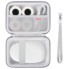 Supmay Hard Carrying Case for SUPVAN E10 Bluetooth Label Maker Machine, Continuous Waterproof Label, Inkless Labeler Protection Case with Mesh Pocket for Label Maker, USB Charging Cable, Grey