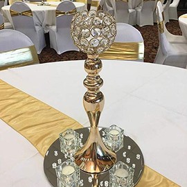 Candelabro de cristal de lujo delicado dorado para bodas, candelabros románticos, centros de mesa para bodas, eventos de matrimonio, fiesta, aniversario, ceremonia de decoración del hogar