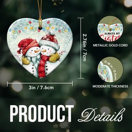 Sisters Christmas Ornament, Sister 2025 - Always My Sister Forever My Friend - Heart Ceramic Soul Sister Ornament Keepsake Exchange Gift, Sisters Gifts