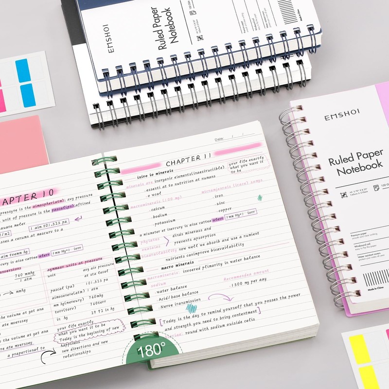 EMSHOI Notebook A5 Lined 100 g/m² Paper, 300 Pages -