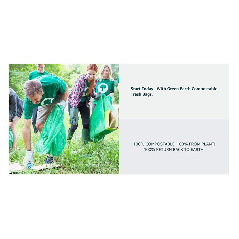 Green Earth Compostable Food Scraps Waste Kitchen Trash Bags, 100-Count, 2.6