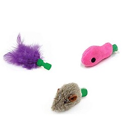 Furever 3 Replacement Cat Toy Attachments to use with The Pop and Play; Includes One Mouse, One Fish and One Feather. Ideal for Your cat, Interactive Way. Best Cat Toys Ever
