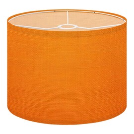 Drum Lamp Shades Orange fabric Lampshade for Floor Lamps Table Lamp Pendant Light Linen 13"x13"x10" Replacement Large Lampshades