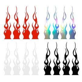 8 Pairs of Flame Stickers, Creative Reflective Stickers, Body Scratches Covering, Can Decorate Cars, Motorcycles, Helmets.