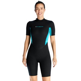 Short Wetsuits for Women 1.5 mm Neoprene Diving Suit for Women Back Closure Wetsuits Diving Suit Short Sleeves for Diving Snorkelling Surfing and Swimming M Size