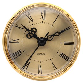 PATIKIL 2.8" 70mm Quartz Clock Insert, Round Quartz Movement Miniature Clock Mini Roman Numeral Clock Fit 61mm/2.4" Diameter Hole for Replacement Home, Style 22, Gold Tone