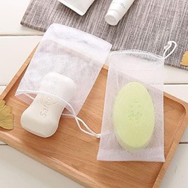 100 unidades de espuma gruesa de doble capa, limpiador facial, máquina de espuma facial, bolsa de jabón hecha a mano, bolsa de espuma limpiadora, bolsa de jabón, bolsa de malla para ahorro de jabón