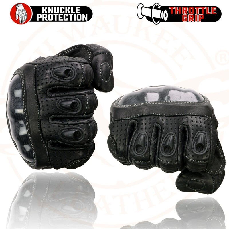 Milwaukee Leather Men's Leather Motorcycle Riding Hand Gloves - X-Small