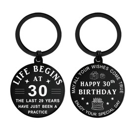 ENGZHI Funny 30th Birthday Gifts for Men Women, Happy 30 Year Old Birthday Decorations for Him Her, Metal Keyring