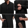 YAOHUOLE Muslim Thobe Button down Kaftan Robe Black 3XL