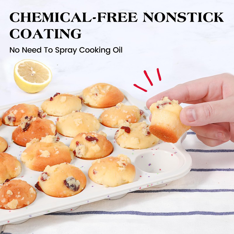 AOTASO 2 Pcs Mini Muffin Pans with Metal Reinforced Frame,
