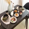Semtember Promotion Golden Beige Stone Tool Embossed Tableware Set High