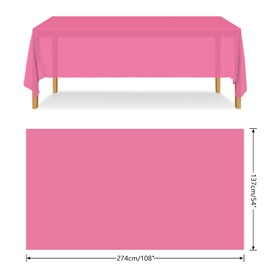 ELECLAND Plastic Table Cover - Hot Pink, 137 x 274 cm Rectangle Tablecloth for Indoor/Outdoor Parties