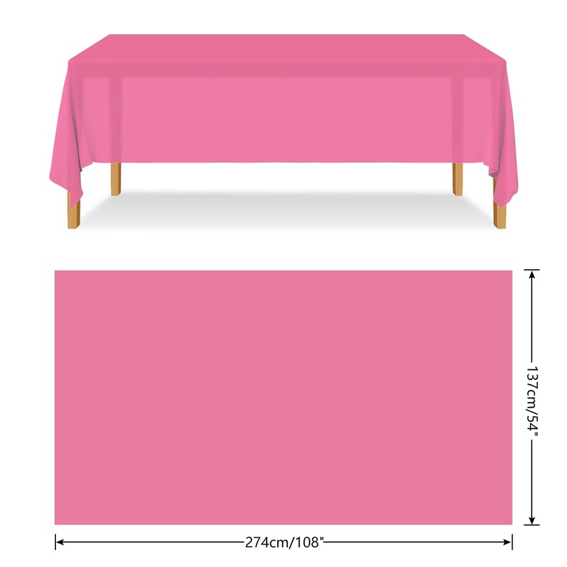 ELECLAND Plastic Table Cover - Hot Pink, 137 x 274