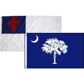 AES 12x18 Christian Christ & State South Carolina Flag Wholesale Combo Pack 12"x18" Banner Grommets Double Stitched Fade Resistant Premium Quality