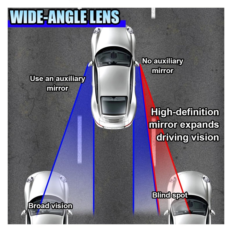 2PCS Blind Spot Car Mirror, HD Glass Rotate Adjustable Car